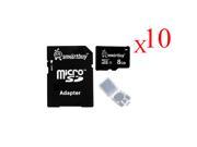 Smartbuy Micro SDHC Class 4 TF Flash Memory Card SD HC C4 For Camera Mobile Phone Tab GPS MP3 TV Adapter Mini Case 8GB 10 Packs