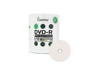 100 Pack Smartbuy 16X DVD R 4.7GB 120Min White Inkjet Hub Printable Blank Media Recordable Disc