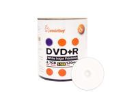 Smartbuy DVD R 16X 4.7GB 120Min White Inkjet Hub Printable Music Video Data Recordable Disc 100 Packs