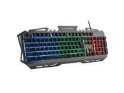 Cliptec 3 LED Rainbow Color Illuminated Backlight Backlit Multimedia USB Wired Gaming Keyboard Aluminum Base For PC Laptop