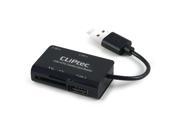 CLiPtec Black USB 2.0 Multi In 1 Memory Card Reader w OTG Adapter Converter for SD TF Micro SD Android Smart Phone or Tablet Devices