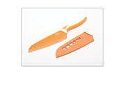 Santoku Kitchen Knife Nonstick 5 in Blade Orange