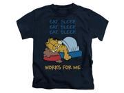 Garfield Little Boys Works For Me Childrens T shirt 4 Navy