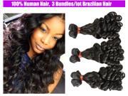 5A Brazilian Remy Hair Loose Wave Rosa Hair Products Human Hair Weave Loose Wave BLACK 3pcs lot