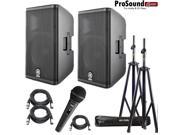 Yamaha DXR12 Powered Speaker Cabinet 12 Free Accenta Speaker Stands w bag and Novik FNK 5