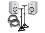 Yamaha HS7 White Powered Studio 7 Monitor Pair with Stands and Cables