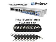 PreSonus FireStudio Project 10x10 FireWire Recording Interface FREE 8 units XLR to XLR cables 18ft ea FREE 8 units 1 4 to 1 4 cables 18ft ea
