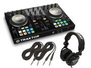 Native Instruments Traktor Kontrol S2 MK2 DJ Controller Tascam DJ Headphone TH02 2 1 4 cables 18ft ea