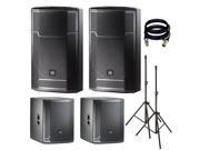JBL PRX715 15 Inch Two Way Full Range Main System Floor Monitor. With 2 PRX718XLF Stands and XLR Cables.