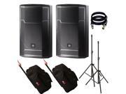 JBL PRX715 15 Inch Two Way Full Range Main System Floor Monitor. With Gator Cases STands and XlR Cables
