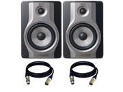 2 M Audio BX5 Carbon Speaker Compact Studio Monitor for Music Production and Mixing. W Free XLR Cables.