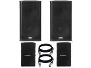 2 QSC KW152 1000 Watts 15 Inch 2 Way Powered Loudspeaker. With 2 KW152 tote and 2 XLR Cables.