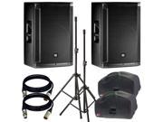 2 JBL SRX815P 15 Two Way Bass Accenta SST 4 Speaker Stand Pair Gator Speaker Bag GPA E15 .