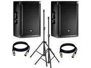 2 JBL SRX815P 15 Two Way Bass Free Accenta SST 4 Spaker Stand Pair 2 XLR to XLR Cables 25FT