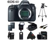 Canon EOS 6D 20.2 MP CMOS Digital SLR Camera with 3.0 Inch LCD Body Only Pixi Basic Accessory Bundle