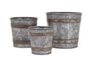 Imax Becki Set of 3 Galvanized Pots 84859 3
