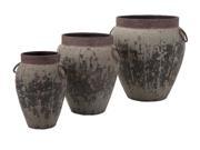 Set of 3 Contemporary Style Argetile Rustic Planters Patio Decor 65245 3
