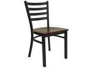 HERCULES Series Black Ladder Back Metal Restaurant Chair Mahogany Wood Seat