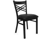 HERCULES Series Black X Back Metal Restaurant Chair Black Vinyl Seat