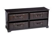 Benzara 66859 Wood Leather Cabinet More Storage And Seating Capacit