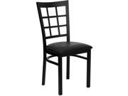 HERCULES Series Black Window Back Metal Restaurant Chair Black Vinyl Seat