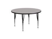 Flash Furniture XU A42 RND GY H P GG 42 in. Round Activity Table with 1.25 in. Thick High Pressure Grey Laminate Top and Height Adjustable Pre School Legs