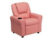 Contemporary Pink Vinyl Kids Recliner with Cup Holder and Headrest [DG ULT KID PINK GG]