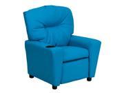 Flash Furniture Contemporary Turquoise Vinyl Kids Recliner with Cup Holder [BT 7950 KID TURQ GG]