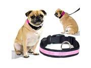 Pink LED Light Dog Collar X Large Dog Pet Night Safety Fashionable Flashing Light Up Collar Nylon Large Adjustable