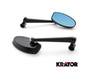Krator® Custom Rear View Mirrors Black Pair w Adapters For Yamaha FJ600 FJ1100 FJ1200 FJR 1300 FJR1300