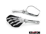 Krator® Chrome Black Skeleton Hand Motorcycle Mirrors For Honda CX FT GB 360 500 650