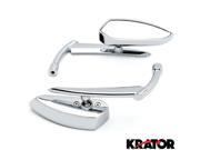 Krator® Custom Rear View Mirrors Chrome Pair w Adapters For Suzuki GSXR GSX R Gixxer 1100