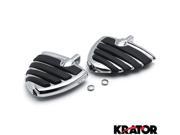 Krator® Chrome Motorcycle Wing Foot Pegs Footrests L R For Harley Davidson Touring Male Peg Mount