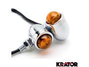 Krator® Motorcycle 2 pcs Chrome Amber Turn Signals Lights For Yamaha Road Star Silverado XV Midnight