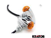 Krator® Motorcycle 2 pcs Chrome Amber Turn Signals Lights For Harley Davidson Softail Fat Boy FLSTF