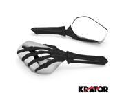 Krator® Black Chrome Skeleton Hand Motorcycle Mirrors For Honda CX FT GB 360 500 650