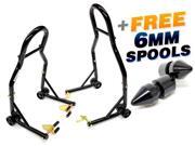 Venom Motorcycle Front+Rear Dual Lift Stand - w/ Spools For Yamaha R6S YZF-R6S 2006-2009 Venom Motorcycle Front+Rear Dual Lift Stand - w/ Spools For Yamaha R6S YZF-R6S 2006-2009