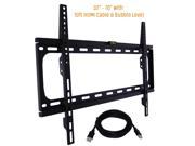 KORAMZI KWM988F Fixed TV Wall Mount 600x400 VESA Fits 32 70 TV s including Bubble Level 10 ft. HDMI Cable Low Profile Black New
