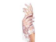 Wrist Length Lace Gloves with Ruffle Trim