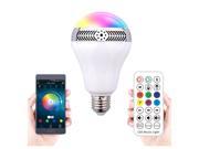 2 in 1 Bluetooth Smart LED Light Bulb Wireless Bluetooth 4.0 Speaker Smartphone APP Remote Controlled Multicolored Changing Lights Works with iPhone iPad