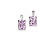 Sterling Silver Rhodium Plated Rose de France Purple Quartz Earrings. Gem Wt- 5.27ct (0.6IN x 0.3IN ) Sterling Silver Rhodium Plated Rose de France Purple Quartz Earrings. Gem Wt- 5.27ct (0.6IN x 0.3IN )