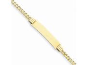 14k Yellow Gold Engravable 7in Curb Link ID Bracelet Plate Dimension 1.1in x 0.2in