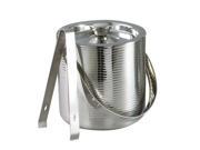 Elegance 6 Stainless Steel Lines Ice Bucket with Tongs