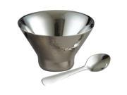 Elegance Stainless Steel Double Wall Hammered Aster Bowl with Spoon