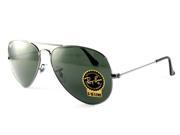 Ray Ban RB3025 Aviator Classic Metal Sunglasses Gunmetal Frame Dark Green Lens 58mm