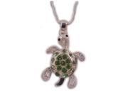 Charming Shark Girls Bling Turtle on Chain Necklace 18 Green