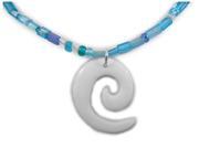 Charming Shark Boys Beaded with Bone Round Necklace 18 Blue