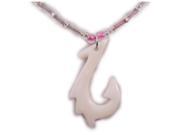 Charming Shark Boys Beaded with Bone Long Hook 3 Barb Necklace 18 Silver