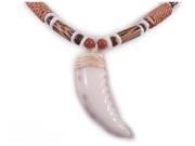 Charming Shark Boys Tan and Rope Bead with Cowrie Claw Necklace 18 Tan