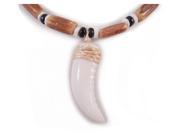 Charming Shark Boys Black and Wood Bead with Cowrie Claw Necklace 18 Black